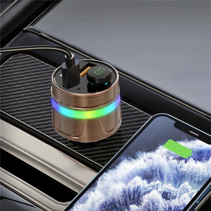 C74 Bluetooth-compatible 5.3 Car Charger PD 30W Fast Charging with Digital Display