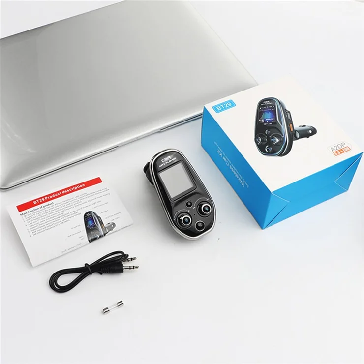 BT29A EQ FM Bluetooth-compatible Transmitter Car MP3 TF/U Disk Player with QC 3.0 + Type-C Fast Charging