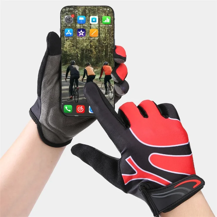 HUNTRANGE B2315 1 Pair Summer Cycling Polyester Gloves Finger Touch Screen - Blue / M