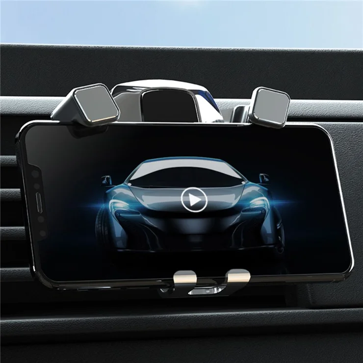 Universal Rotatable Gravity Triangle Car Air Outlet Phone Holder Bracket - Silver