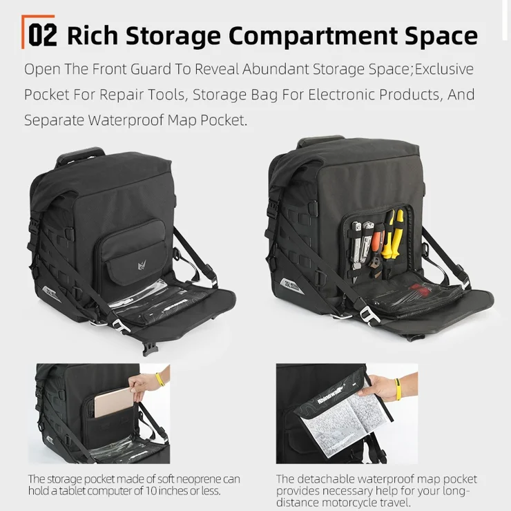 KEMIMOTO Sacs De Voyage Pour Moto, 24–32 L, Extensible, Grande Capacité, Sac Arrière étanche, Sacoche De Moto Avec Housse De Pluie Et Sangles