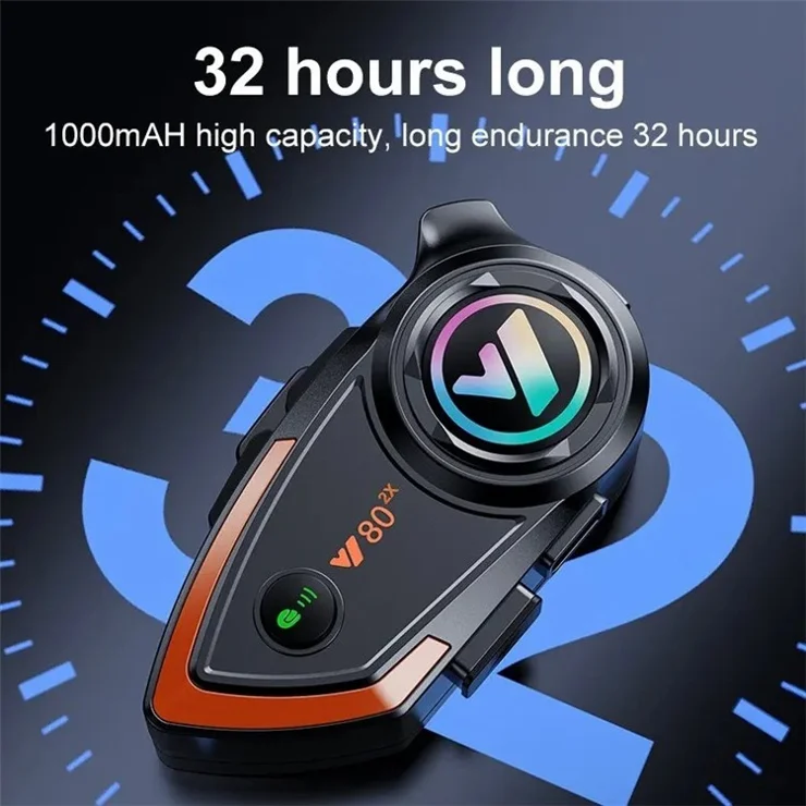 Y802x Hands-free Noise Reduction 500M Intercom Motorcycle Helmet Bluetooth-compatible Headset - Hard Mic