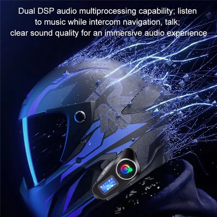 Q58-MAX Motorcycle Helmet Bluetooth-compatible Headset Speakers IP65 Waterproof Helmet Headphone FM Radio - Hard Microphone