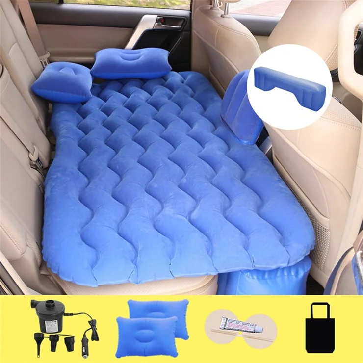 LUFTIKID Air Inflation Bed SUV Truck Sleeping Mat Car PVC Flocking Mattress with Footrest - Blue
