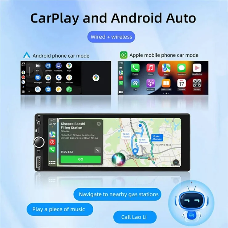 Autoradio Portatile 7 Pollici – Wireless CarPlay E Android Auto, FM, Bluetooth, Telecamera, Per Tutte Le Auto