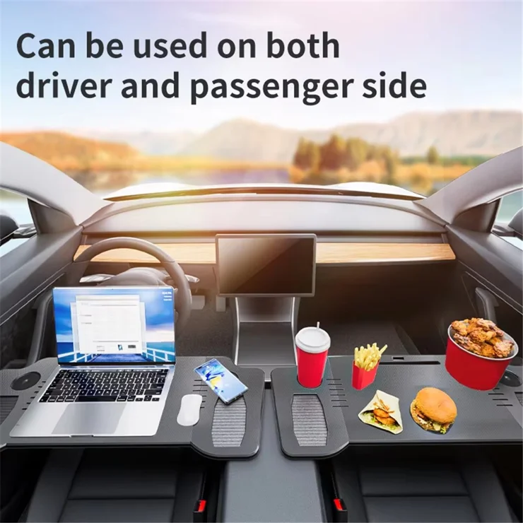 Eoryeo Foldable Car Tray Desk For 2024 Tesla Model 3 Highland - Steering Wheel Eating Table For Work, Meals & Camping