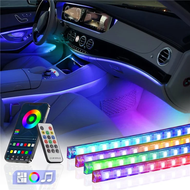M272 Remote Controll 72 LED Beads Lamps Car Footwell SUV Interior Lights Bluetooth-compatible APP Car Interior Lights