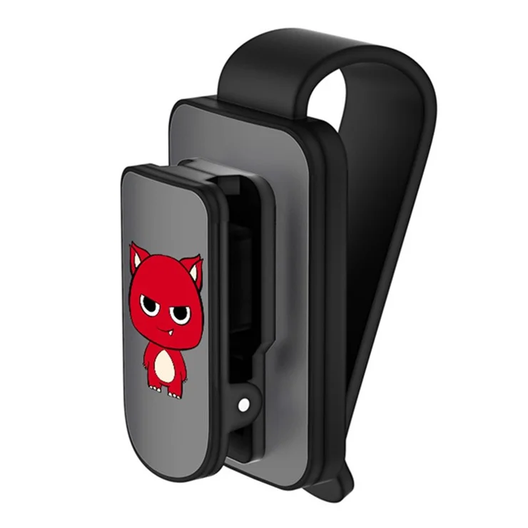 Cartoon Pattern Car Sun Visor Sunglasses Holder Case Metal+ABS Glasses Clip Bracket - Black / Grey