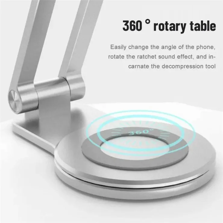 M02 Aluminum Alloy Foldable Phone Tablet Bracket Compatible with MagSafe Charger / iPhone 16 / 16 Plus / 16 Pro / 16 Pro Max - Dark Grey