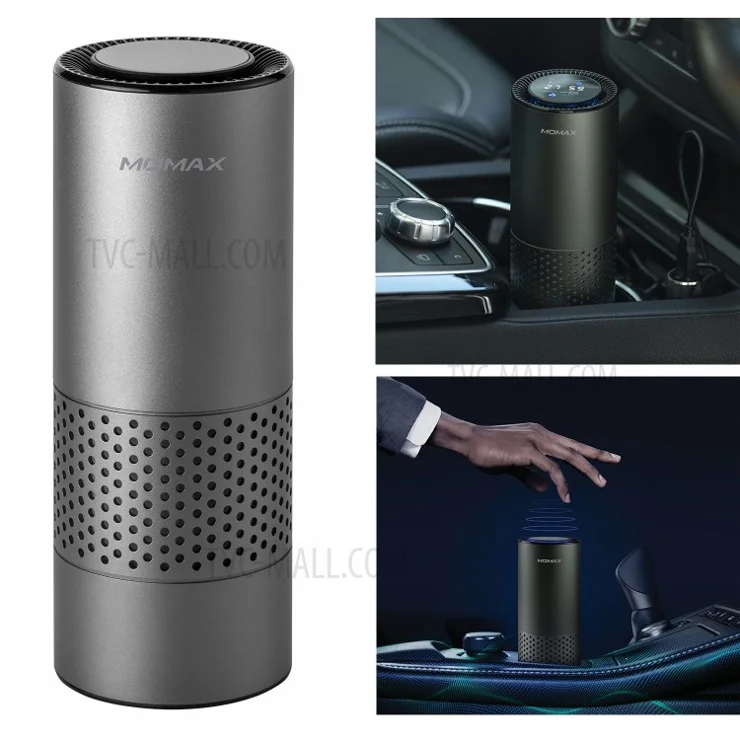 MOMAX Pure Go Portable Smart Car Air Purifier with H11 HEPA Active Carbon Filter Dark Grey Wholesale TVCMALL