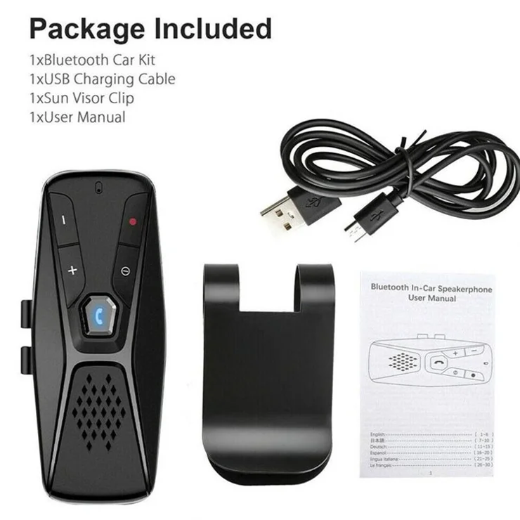 T823 Bluetooth-compatible 5.0 Sun Visor Clip Wireless Audio Receiver Hands-free Phone Amplifier Music Player