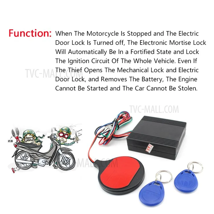 WUPP CS-206A1 Motorcycle ID Card Sensing Stealth Lock Anti-theft Device Intelligent IC Swiping Card Sensing Lock