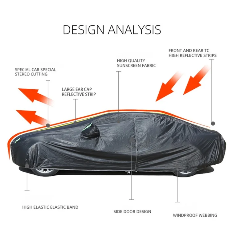 Splicing Design Outdoor Car Cover Sun Water Dust Protection Snowproof Aluminum Film Car Tarp Cover - Black+Yellow / 3L