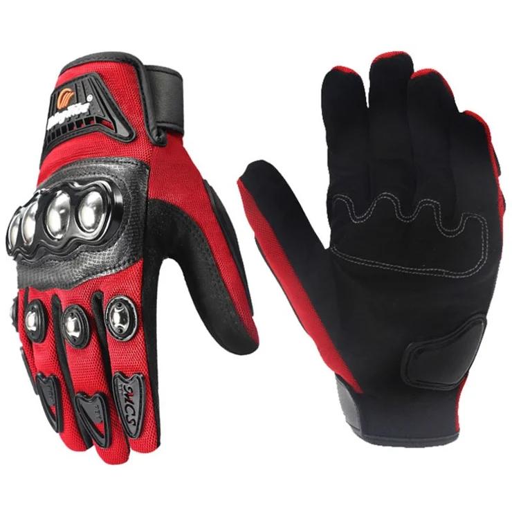 RIDING TRIBE MCS-29B Anti-fall Anti-slip Motorcycle Riding Gloves Outdoor Motocross Breathable Touch Screen Full Finger Gloves - Red/XXL