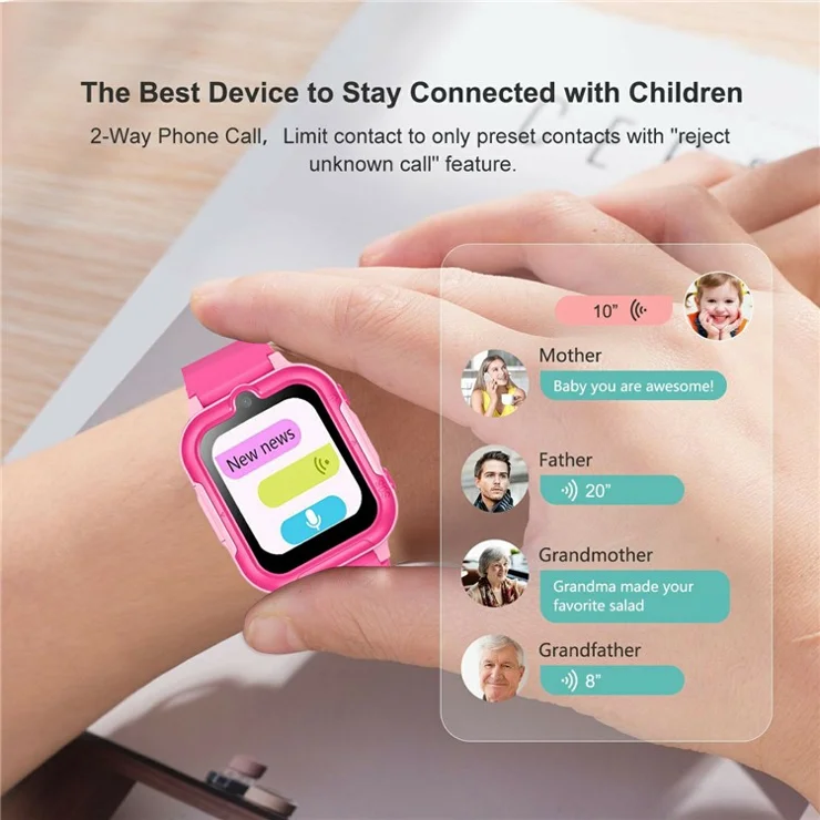 U88 1.5-inch 4G Call Children Smart Watch SOS GPS Positioning Camera Watch, European+Asian+African Version - Graphite Color