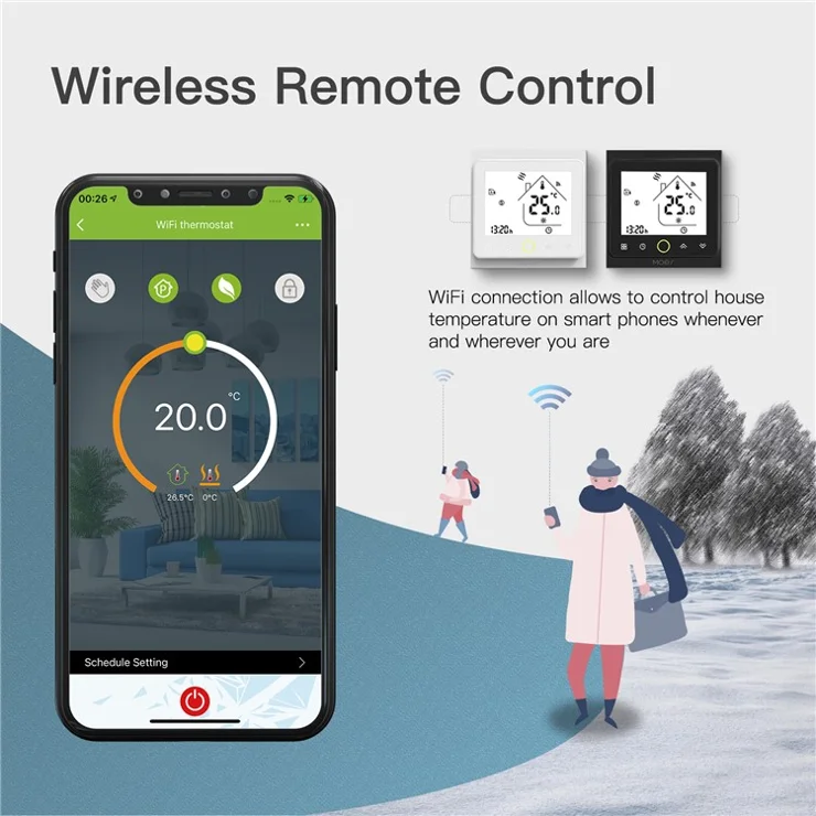 BHT-002 Electric Floor Heating Smart Thermostat 3.0-inch LCD Touch Screen WiFi Controller Panel - White