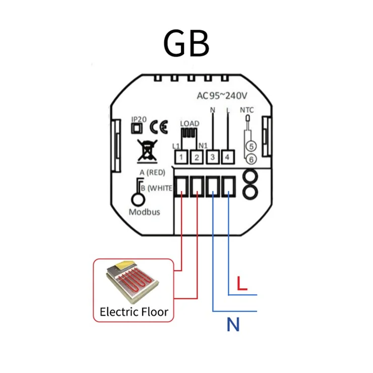 BHT-002 Electric Floor Heating Temperature Controller Panel 3.0-inch LCD Touch Screen Smart Thermostat - White