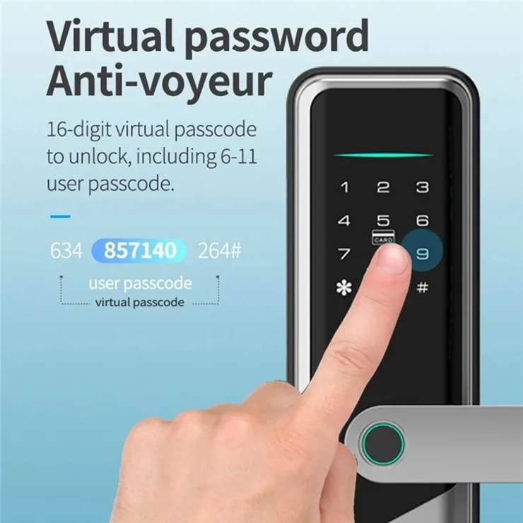 A1 Tuya WiFi Fingerprint Smart Door Lock Dynamic Passwords NFC Electronic Lock (without Battery) - Bronze