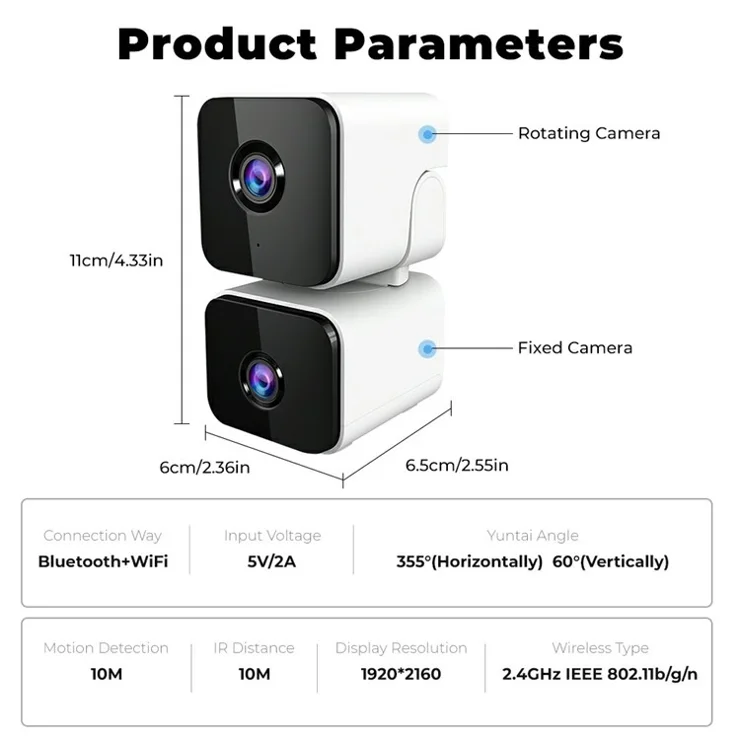 SXT012 4MP Surveillance Camera Two Way Audio Tuya APP Dual Lens Panoramic Camera - UK Plug
