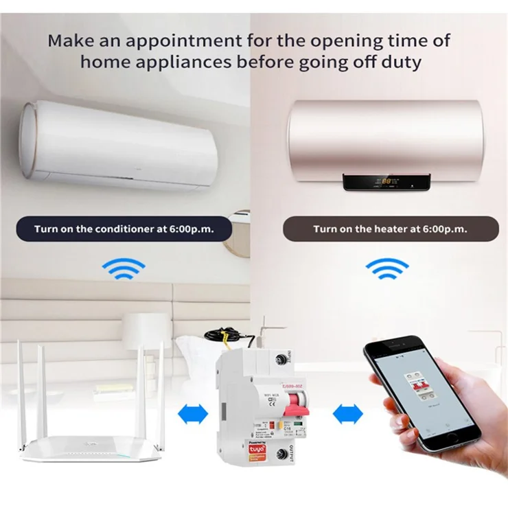 1P 100A Tuya Smart Home WiFi Circuit Breaker Remote Control Cloud-Managed Intelligent Switch