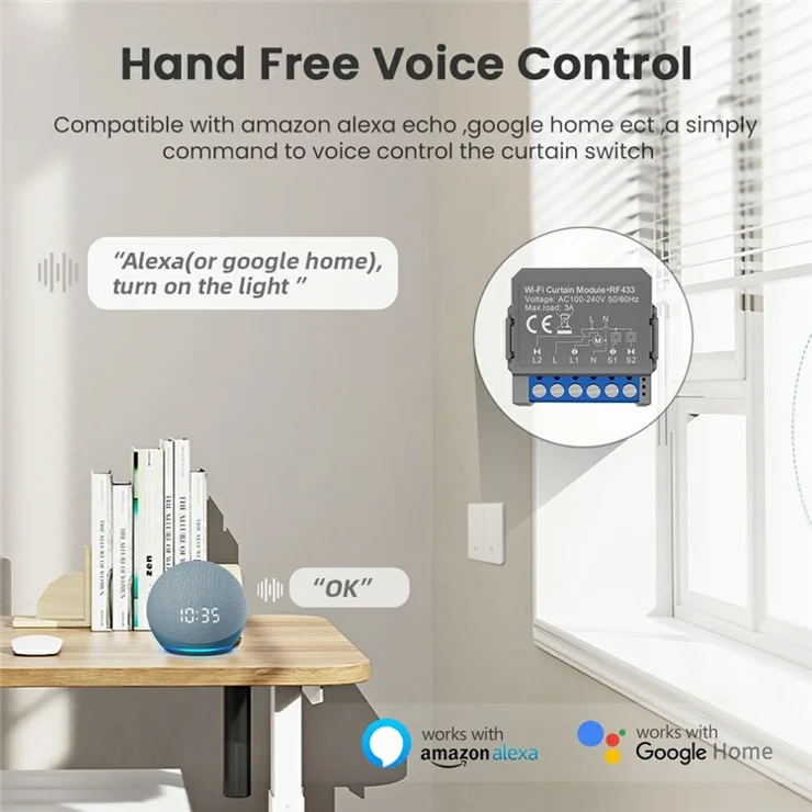 CSM16-RF-1 WiFi Curtain Switch Controller Module with RF433 Smart Blinds Control Tuya Smart Home Device
