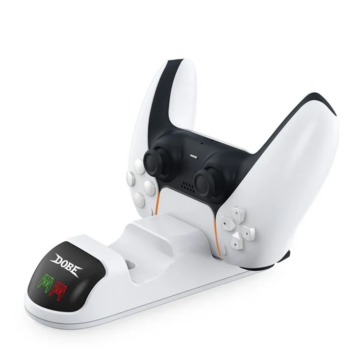 DOBE TP5-0506 Detachable Charging Dock Game Controller Dual Charging Stand with Adapter LED Indicator for PS5 - Black/White