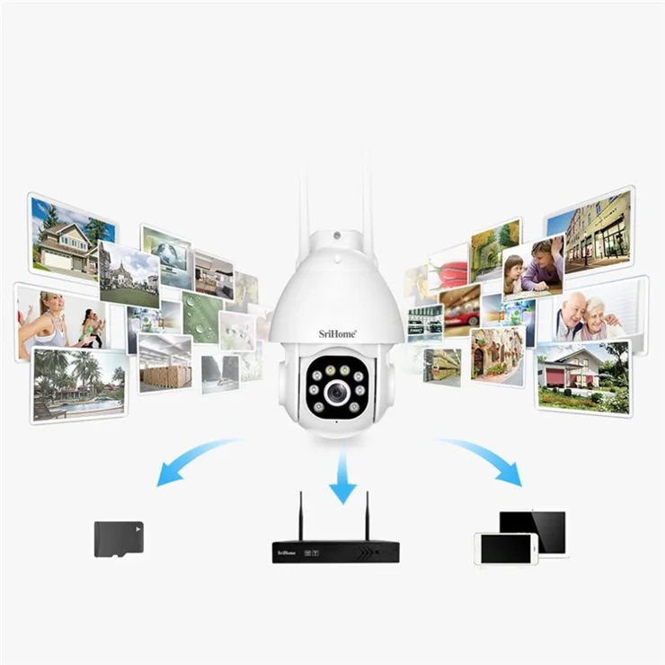 SRIHOME SH039B 3.0MP Camera Night Vision Waterproof Two-way Voice APP Remote Monitoring Outdoor Security IP Camera - EU Plug