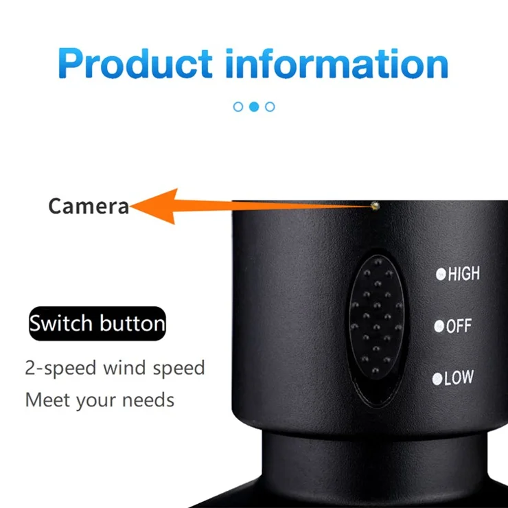 Tower Fan HD 1080P WiFi Camera Home Security Remote Viewing Motion Detection Camera - Black