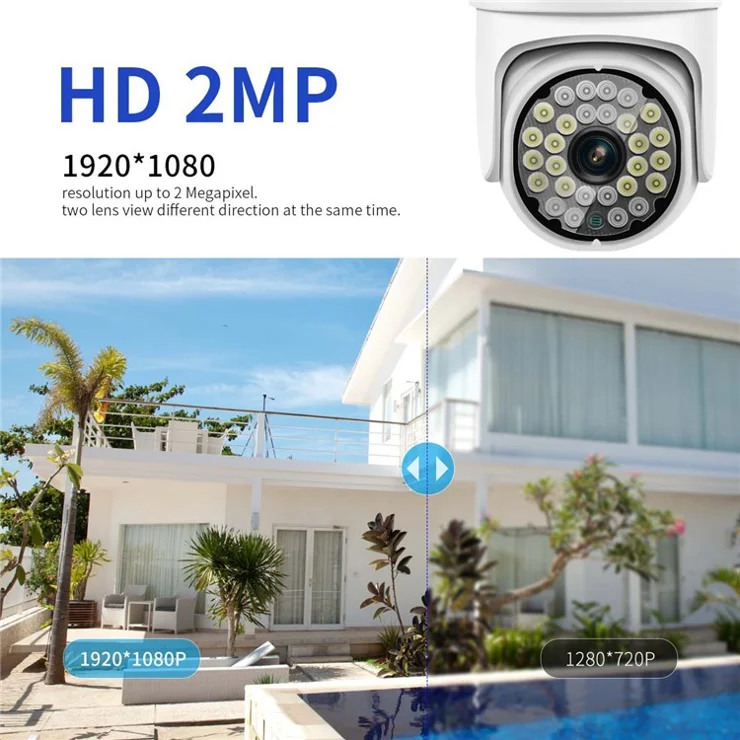 ESCAM PT305 1080P Motion Detection Waterproof 2.4G / 5G WiFi IP Camera Two Way Audio Night Vision Security Camera - US Plug