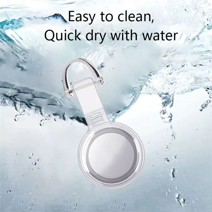 For Apple AirTag Locator PC Protective Case Clear Waterproof Cover - Silver Buckle