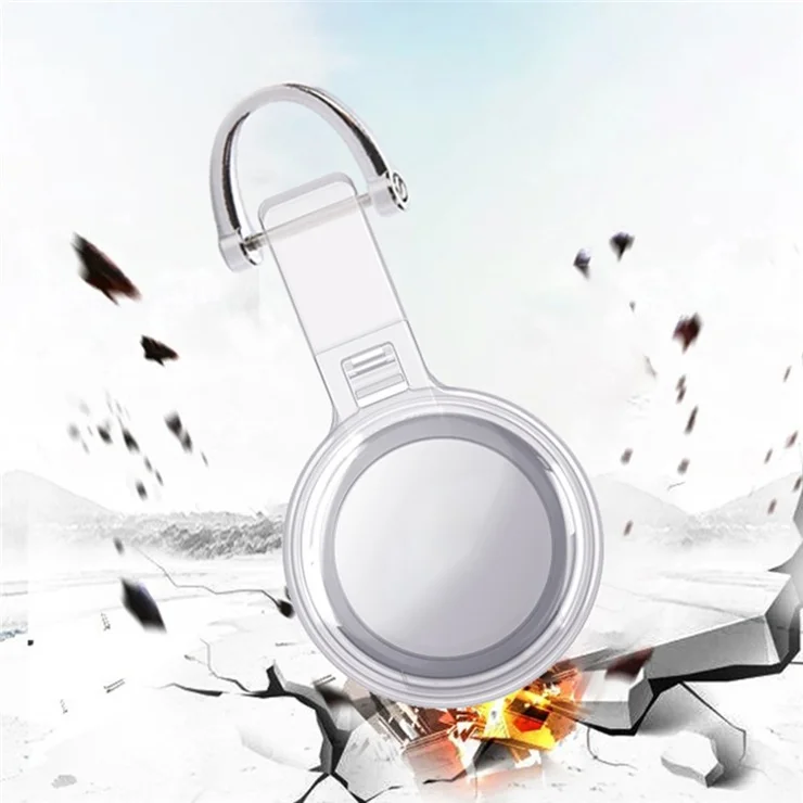 For Apple AirTag Locator PC Protective Case Clear Waterproof Cover - Silver Buckle