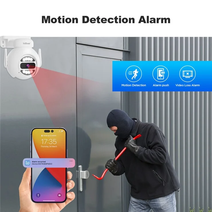 SRIHOME NVS001E+IPC047 IP66 Waterproof 5MP 8CH HD WiFi Camera NVR Video Recorder - EU Plug
