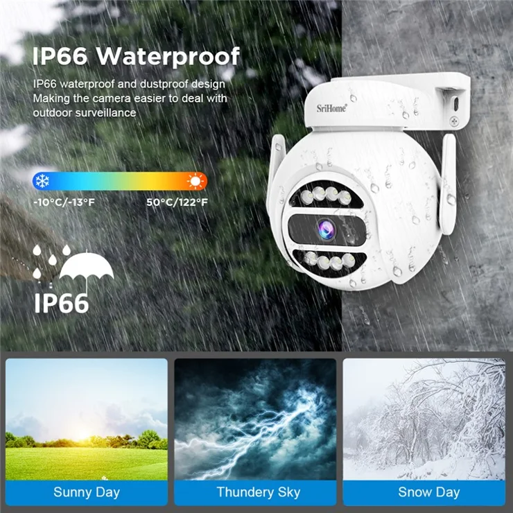 SRIHOME NVS010+IPC047 10.1 Inch LCD Screen IP66 Waterproof 8CH WiFi NVR 5MP HD CCTV Camera Kit - EU Plug