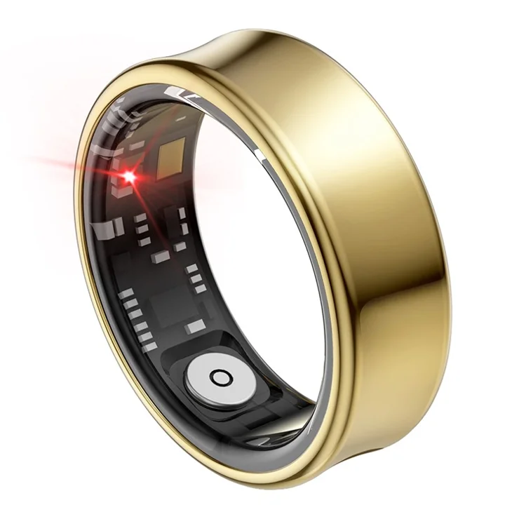 SR05 Ultra-thin Waterproof Multifunction Bluetooth-compatible Health Monitoring Smart Ring, No Charging Case - Gold / Size 9