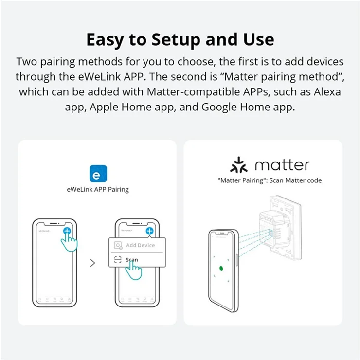 SONOFF Switchman M5-2C-80W Smart Wall Light Switch 2 Gang for Apple Home, Alexa, Google Home (M5 Matter)