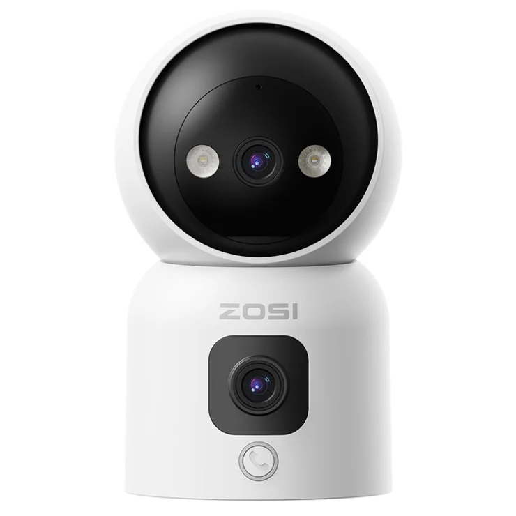ZOSI C528D Dual 6MP Smart Camera Dual Lens Monitor HD Night Vision Two-Way Audio Surveillance Camera - US Plug