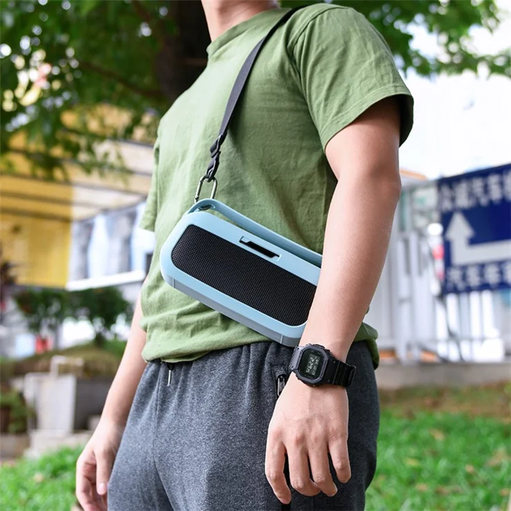 TXESIGN For Bose SoundLink Flex Case Portable Speaker Silicone Sleeve Cover with Handle Strap and Shoulder Strap - Blue