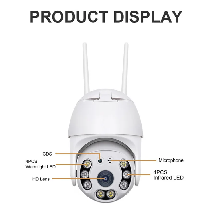 SN-PTZ1-TC Panoramic Outdoor PTZ Camera Rainproof WiFi Remote Tuya Security Camera - UK Plug