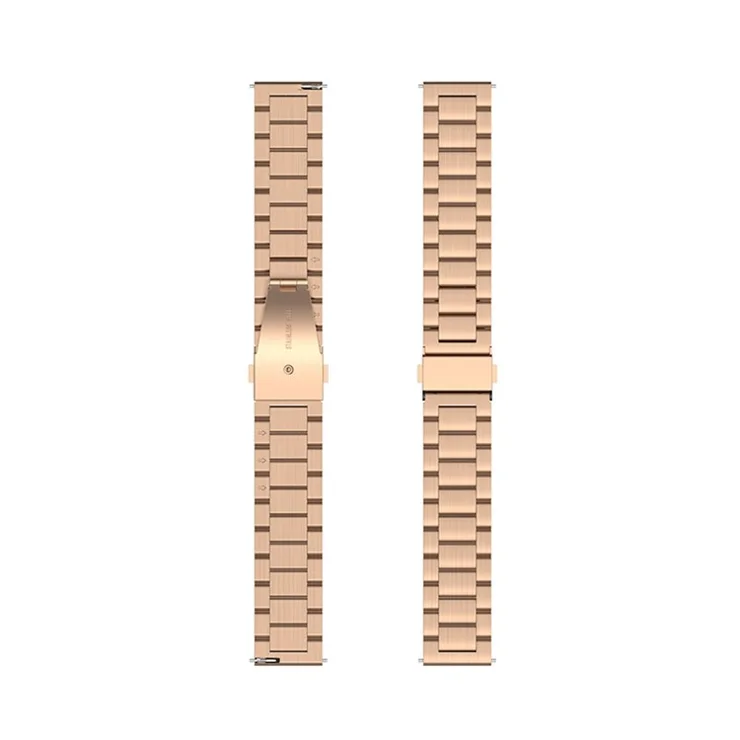 22mm 3-bead Stainless Steel Smart Watch Band Smart Bracelet Strap for Huawei Watch GT 4 46mm / Watch 4 Pro / Watch GT 4 46mm / Watch 4 / GT 3 46mm / GT Runner / Garmin Forerunner 255 / Forerunner 265 / Forerunner 265 Music / Honor Watch GS 3i - Rose Gold