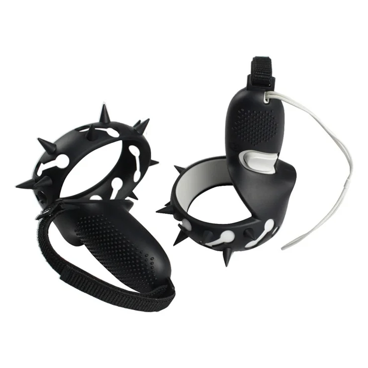 1 Pair Silicone Anti-slip Anti-drop Protective Grip Cover VR Controller Handle Sleeve Case for Oculus Quest 2 - Black