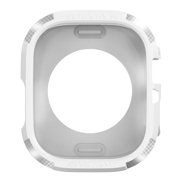 For Apple Watch Ultra 2 49mm / Ultra 49mm Carbon Fiber Texture TPU Watch Case Cushion Reinforced Corners Shockproof Protective Bumper Frame Cover - White