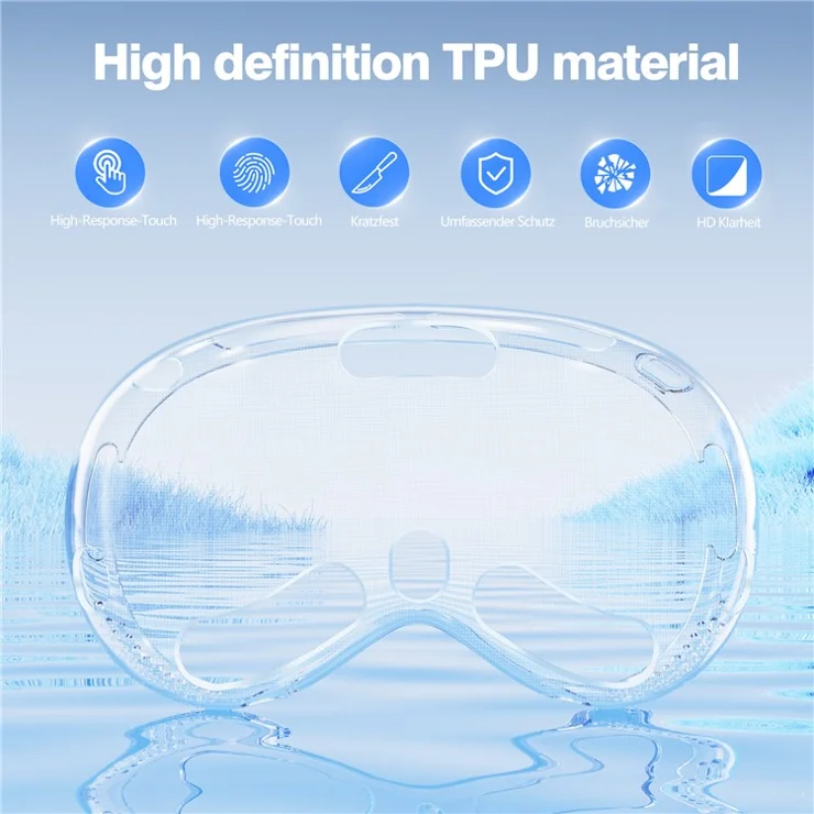 For Apple Vision Pro Case Skin-Friendly TPU Protective Cover Shell VR Accessories - Transparent