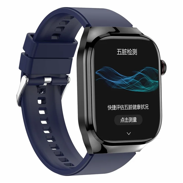 TK16 2.04-inch AMOLED Screen Smart Watch ECG Micro-Physical Examination Heart Rate Monitor, Silicone Strap - Blue