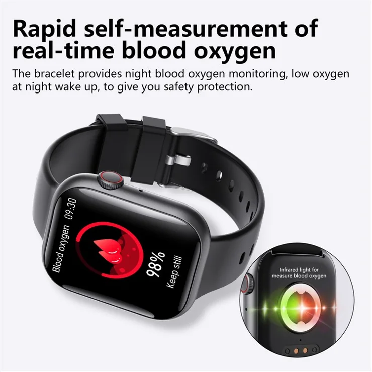 F70 Smart Watch Blood Glucose Health Monitoring Breathing Training Sports Watch, Silicone Strap - Pink