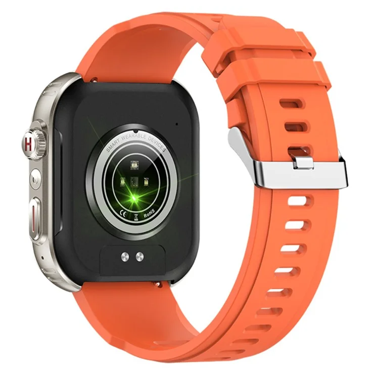 MK86 2.01-inch Square Screen Bluetooth-compatible Call Smart Watch Health Monitoring Waterproof Sports Watch with LED Light - Orange