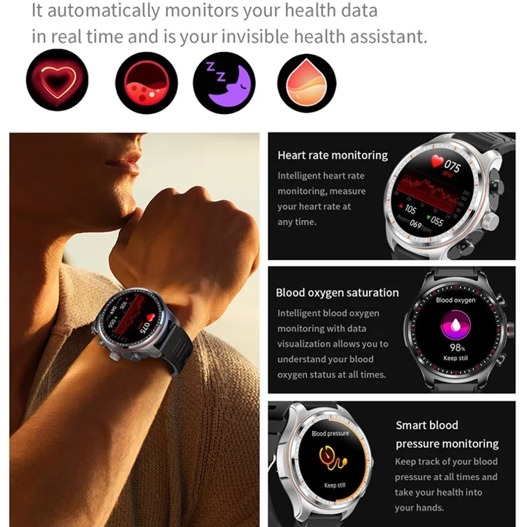 LC19 2-in-1 Bluetooth-compatible Calling TWS Earphones 1.53-inch Smart Watch Health Monitoring Sports Watch - Silver