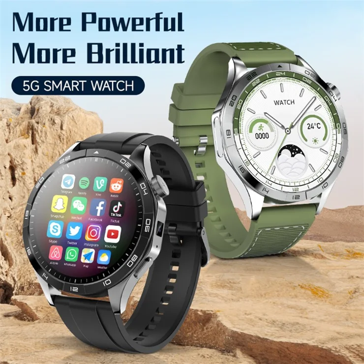 LM01 2+16G 1.43-inch AMOLED Smart Watch 4G SIM Card Android 8.1 Smart Sport Watch, for Europe Asia Africa - Green
