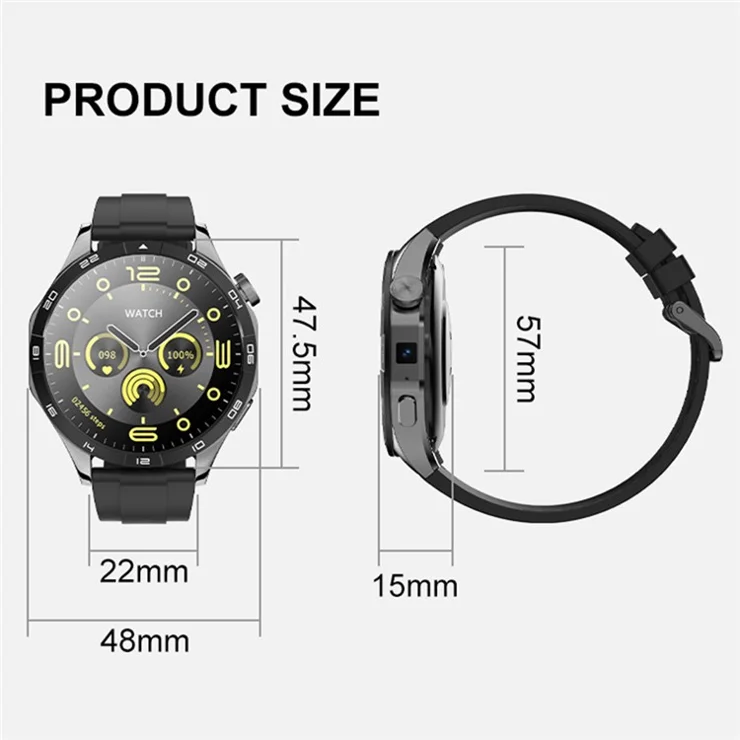 LM01 2+16G 1.43-inch AMOLED Smart Watch 4G SIM Card Android 8.1 Smart Sport Watch, for Europe Asia Africa - Green