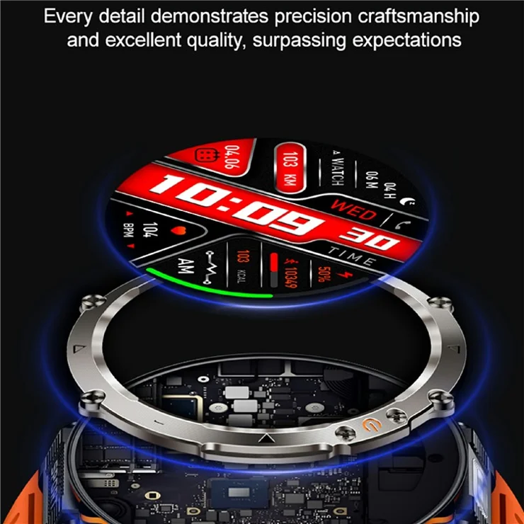 HT30 Silicone Strap 1.7-inch Smart Watch Health Monitoring Compass Sports Watch - Camouflage Green