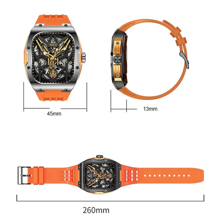 AK69 Mechanical Style 1.952-inch AMOLED Smart Watch Health Monitoring Bluetooth-compatible Call Sports Watch - Black+Red